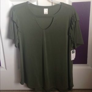 NEW Olive Green Ruffle Sleeve Gigi Top Plus Size